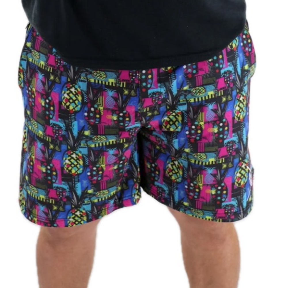 Barbells & Pizza workout 2.0 shorts Pineapples on pizza shorts print size Large